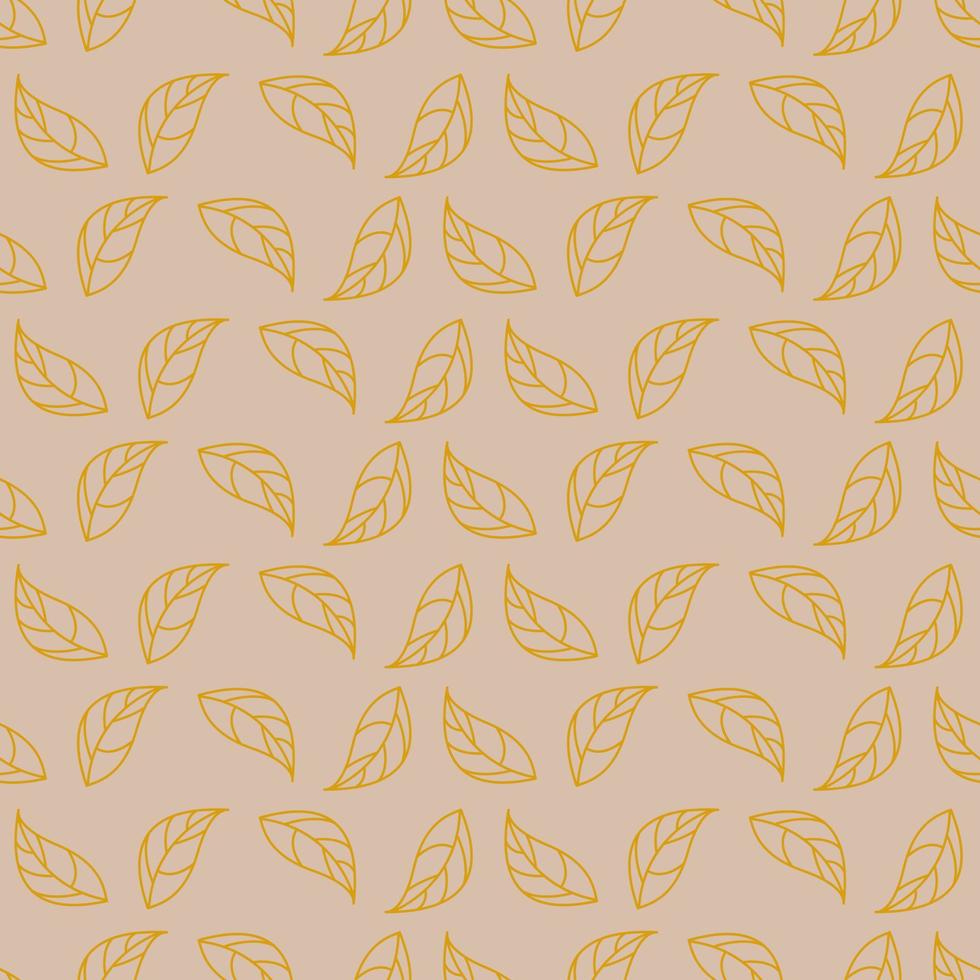 Seamless geometric pattern with golden leaves on light pink background. Vector print for fabric background, textile