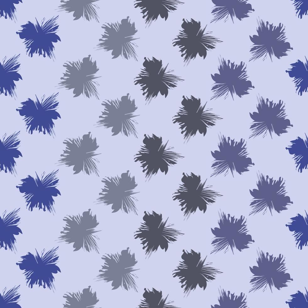 Seamless geometric pattern with blue flowers on light blue background. Vector print for fabric background, textile