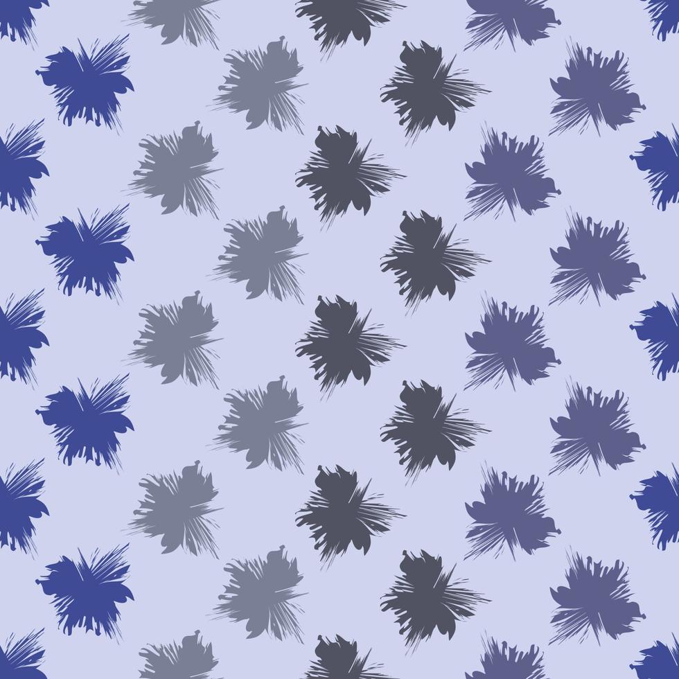 Seamless geometric pattern with blue flowers on light blue background. Vector print for fabric background, textile