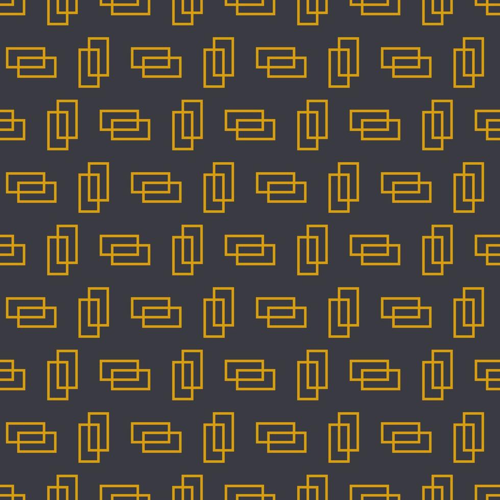 Seamless geometric pattern with golden symbols on dark blue background in art deco style. Vector print for fabric background