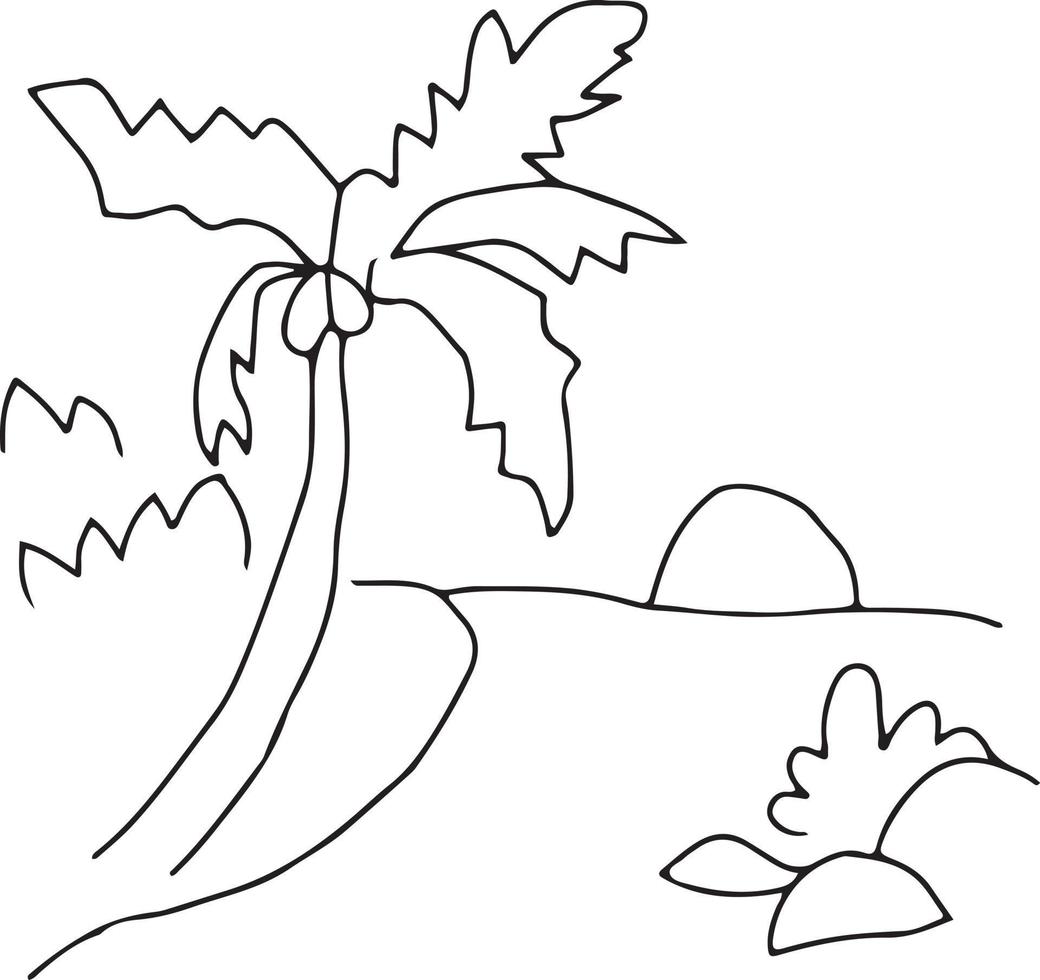 panoramic sketch of a beach scene vector