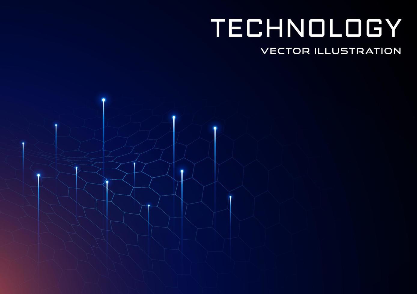 Ilustración de vector de fondo digital de luces de tecnología azul