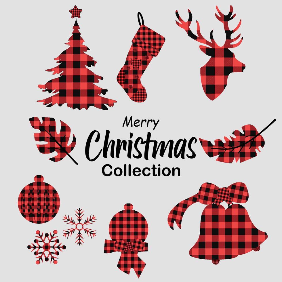 colección navideña decorada con tela navideña vector