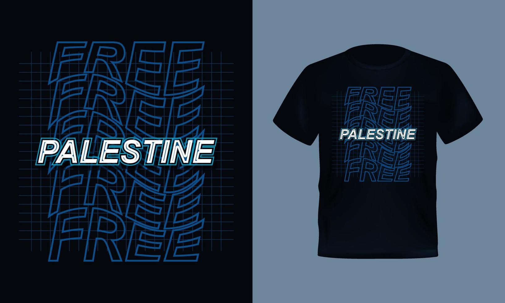 diseño moderno de camisetas. diseño de camiseta de fuente ondulada de texto palestina gratis vector
