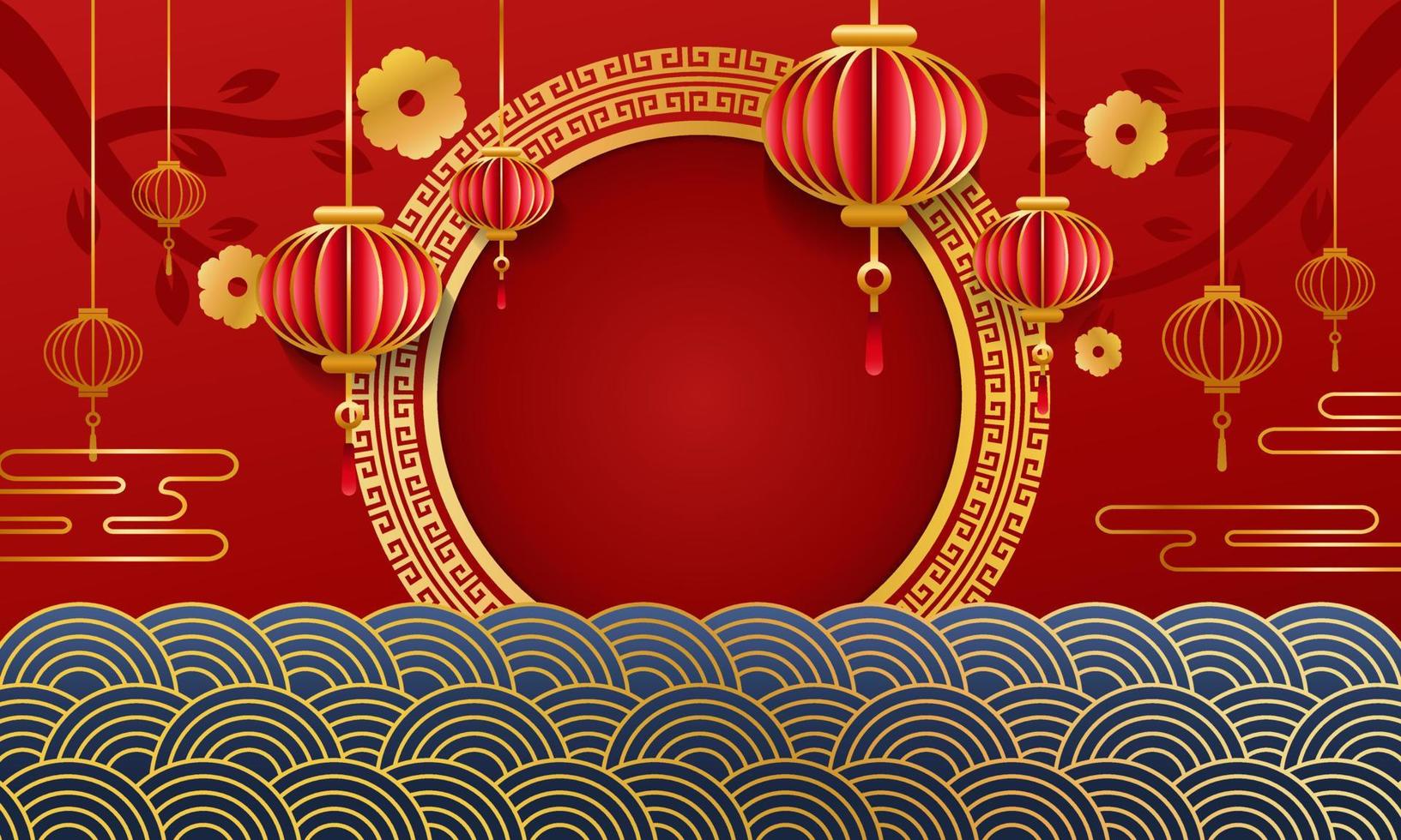 New Spring New Year Red Chinese Style Background. Chinese New Year celebration background vector