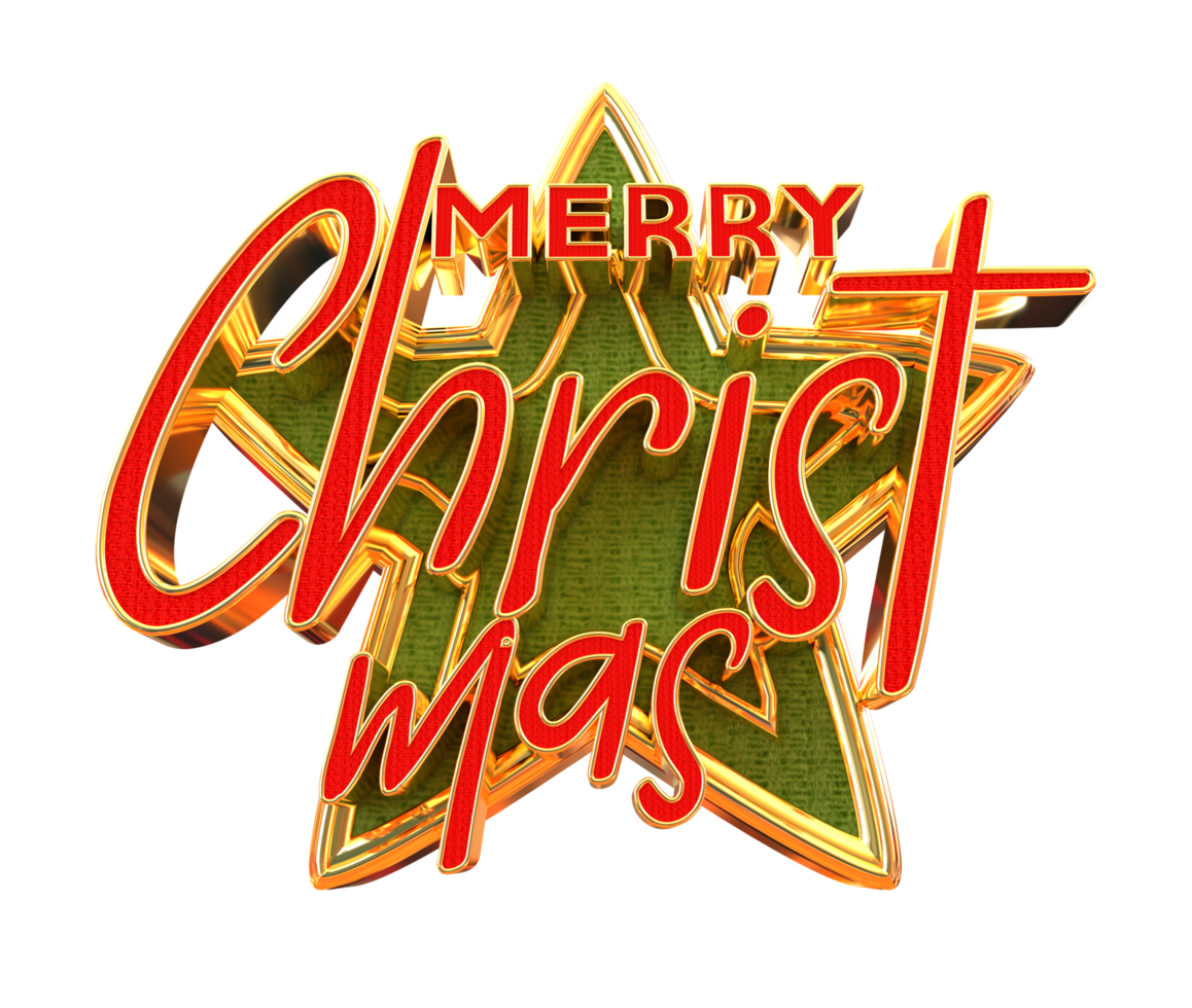 feliz natal e feliz ano novo banner com rótulo de renderização 3d png