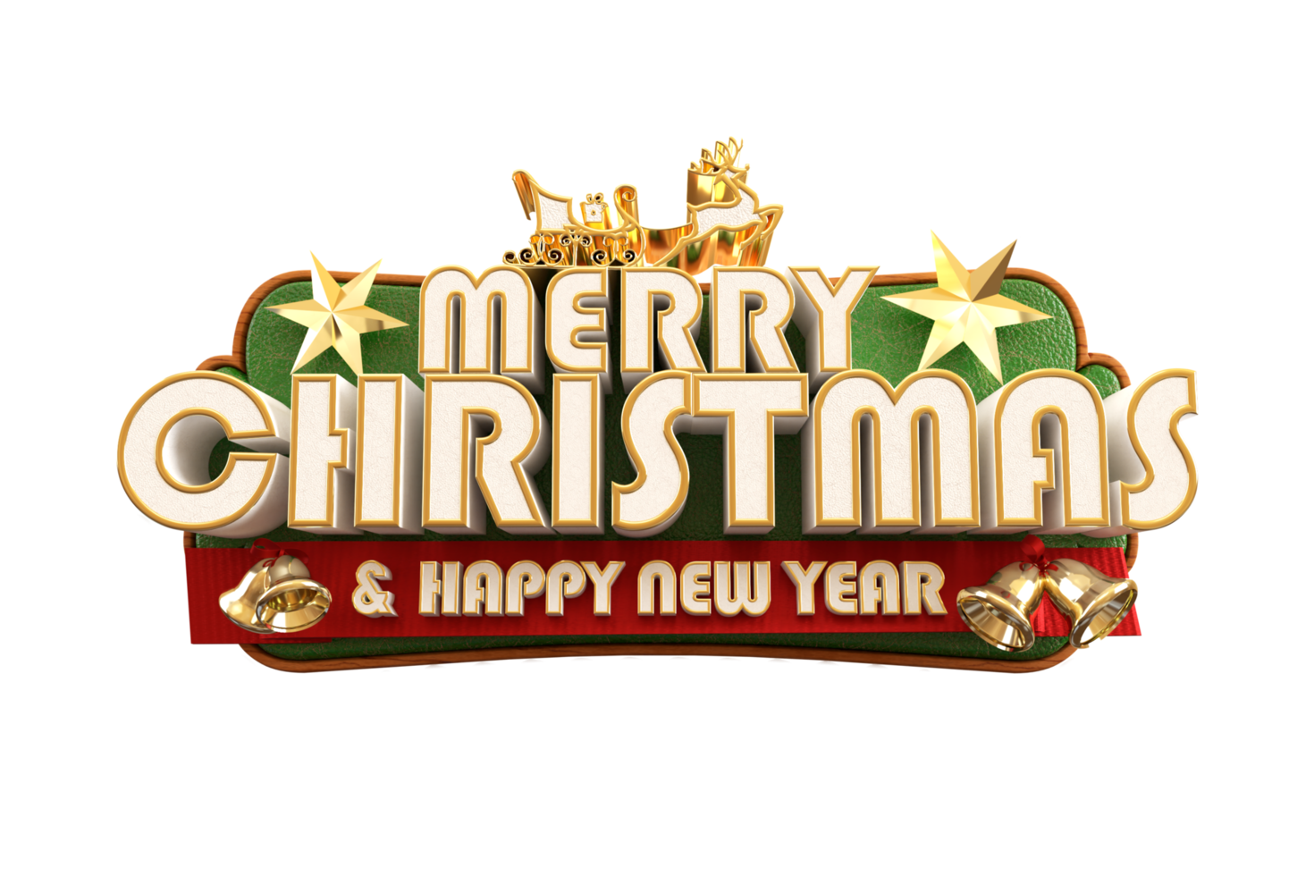 Merry Christmas and happy new year banner with 3d render label png