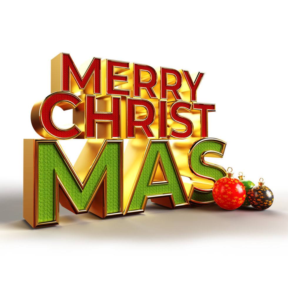 Merry Christmas and happy new year banner with 3d render label png