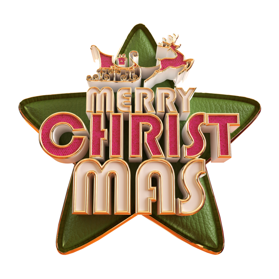 Merry Christmas and happy new year banner with 3d render label png