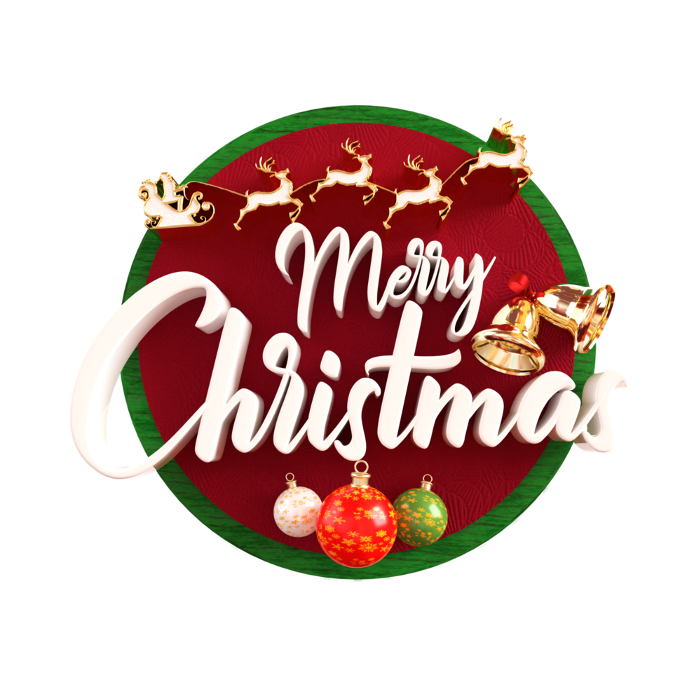 Merry Christmas and happy new year banner with 3d render label png