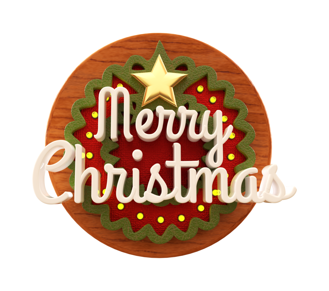 Merry Christmas and happy new year banner with 3d render label png