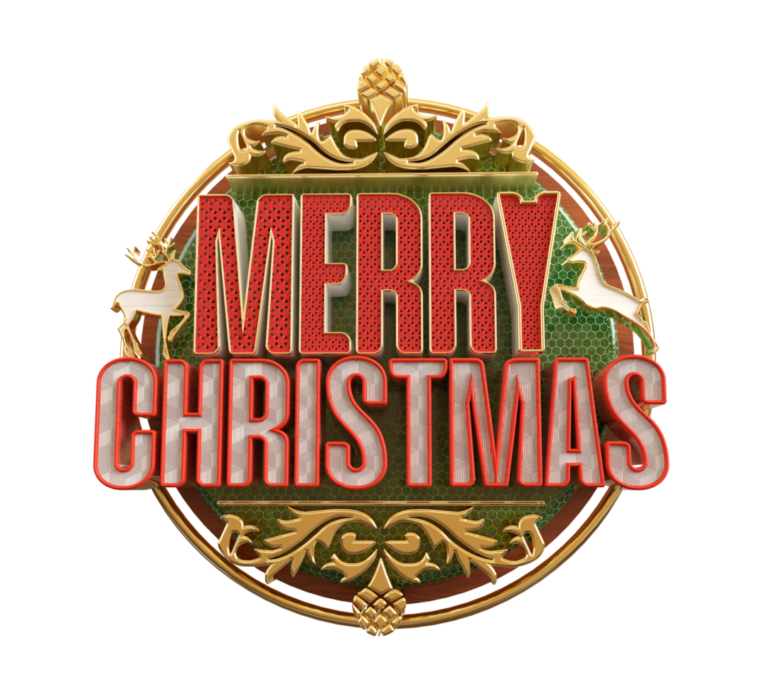 Merry Christmas and happy new year banner with 3d render label png