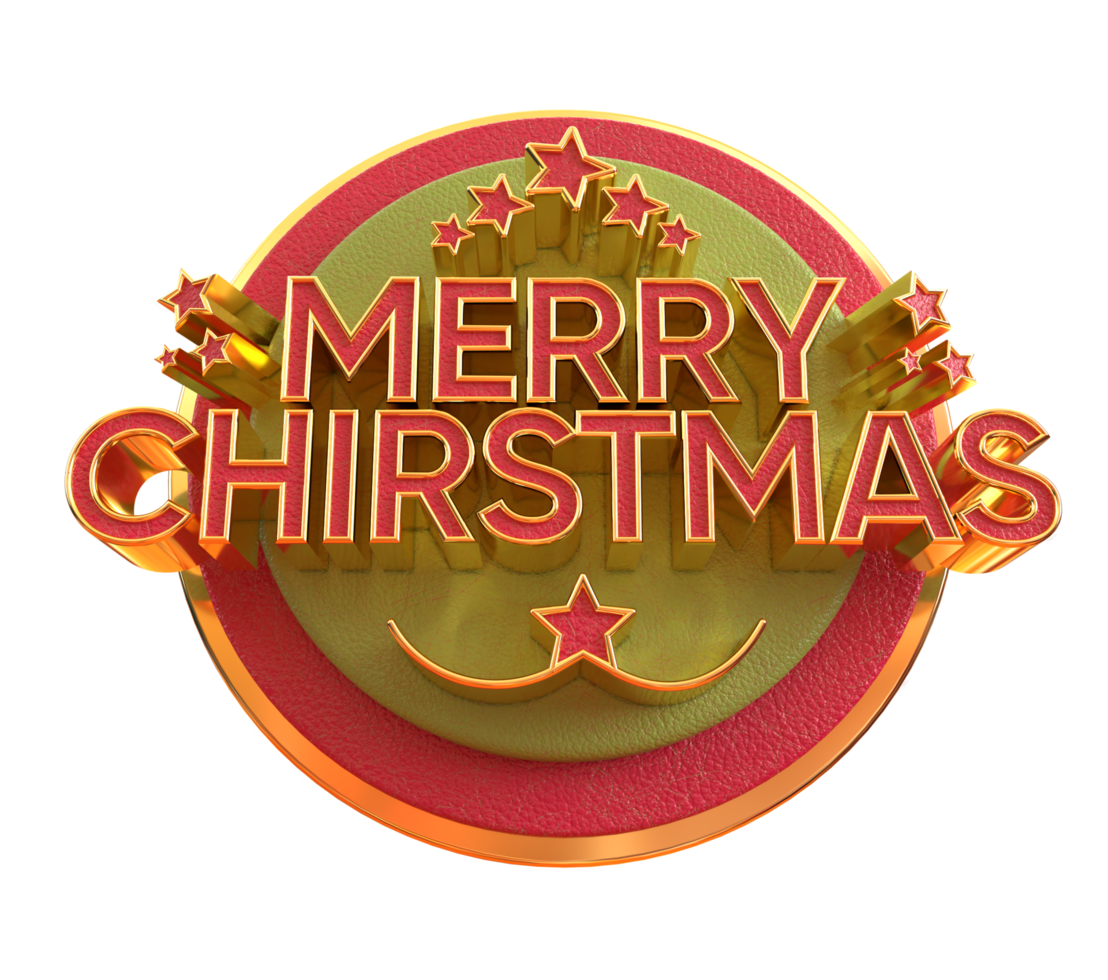 Merry Christmas and happy new year banner with 3d render label png