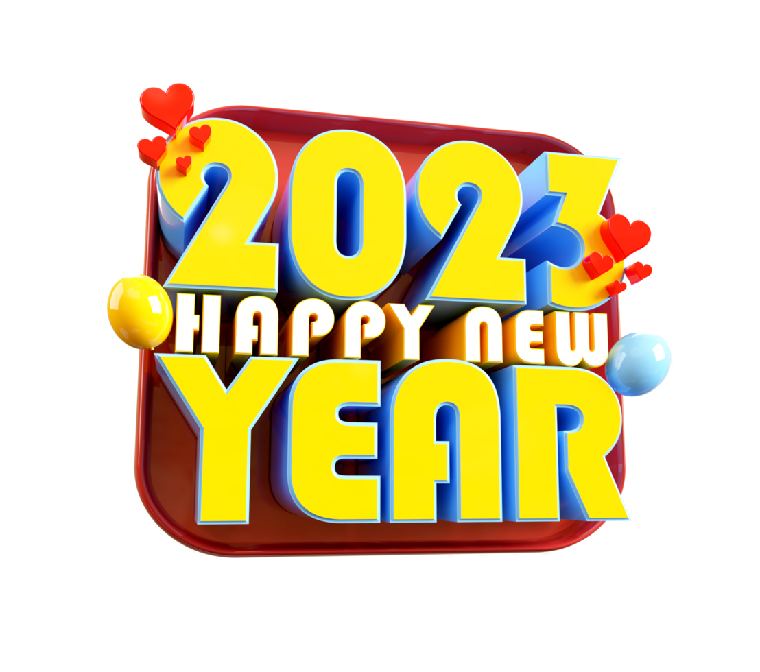 feliz ano novo 2023 e natal com rótulo de renderização 3d png