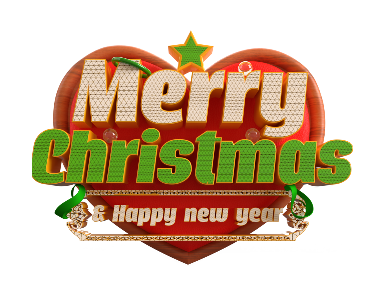 Merry Christmas and happy new year banner with 3d render label png