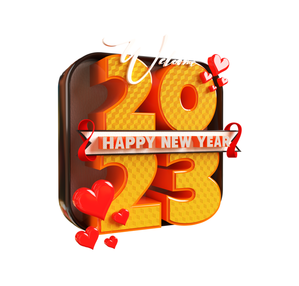 Happy new year 2023 and Christmas with 3d render label png