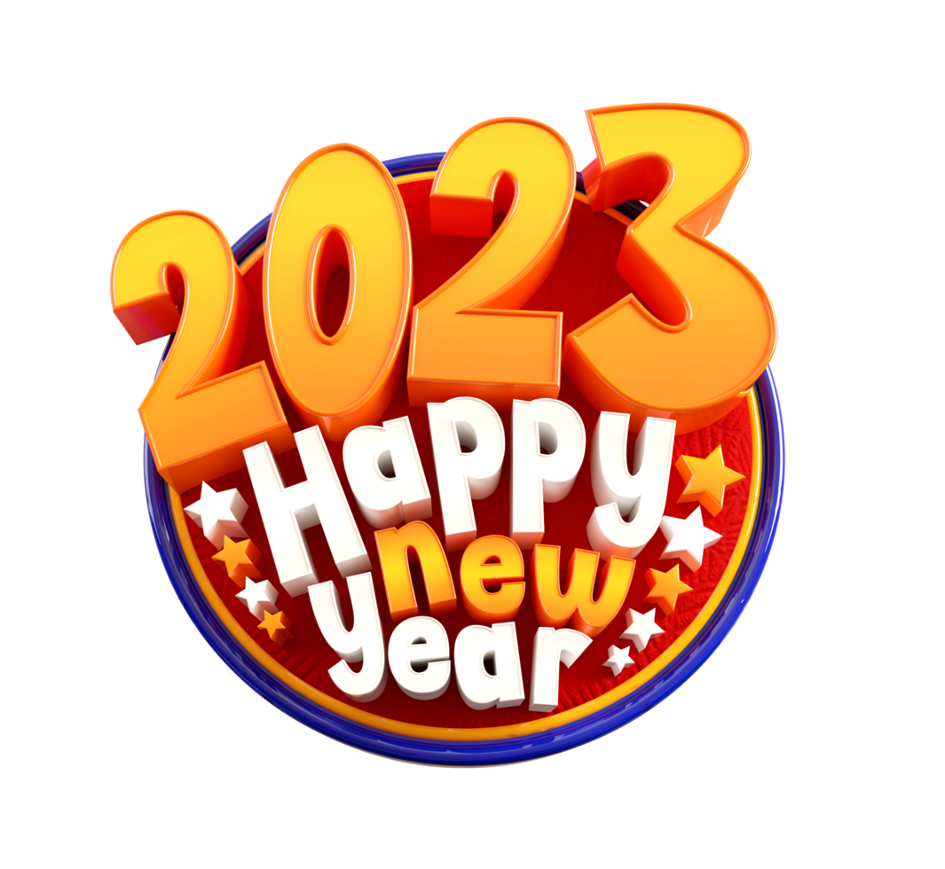 frohes neues jahr 2023 und weihnachten mit 3d-renderlabel png