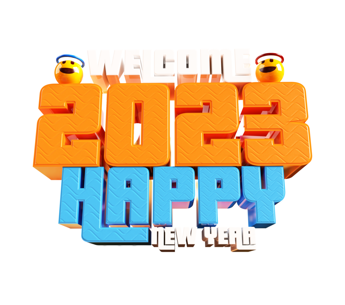 frohes neues jahr 2023 und weihnachten mit 3d-renderlabel png