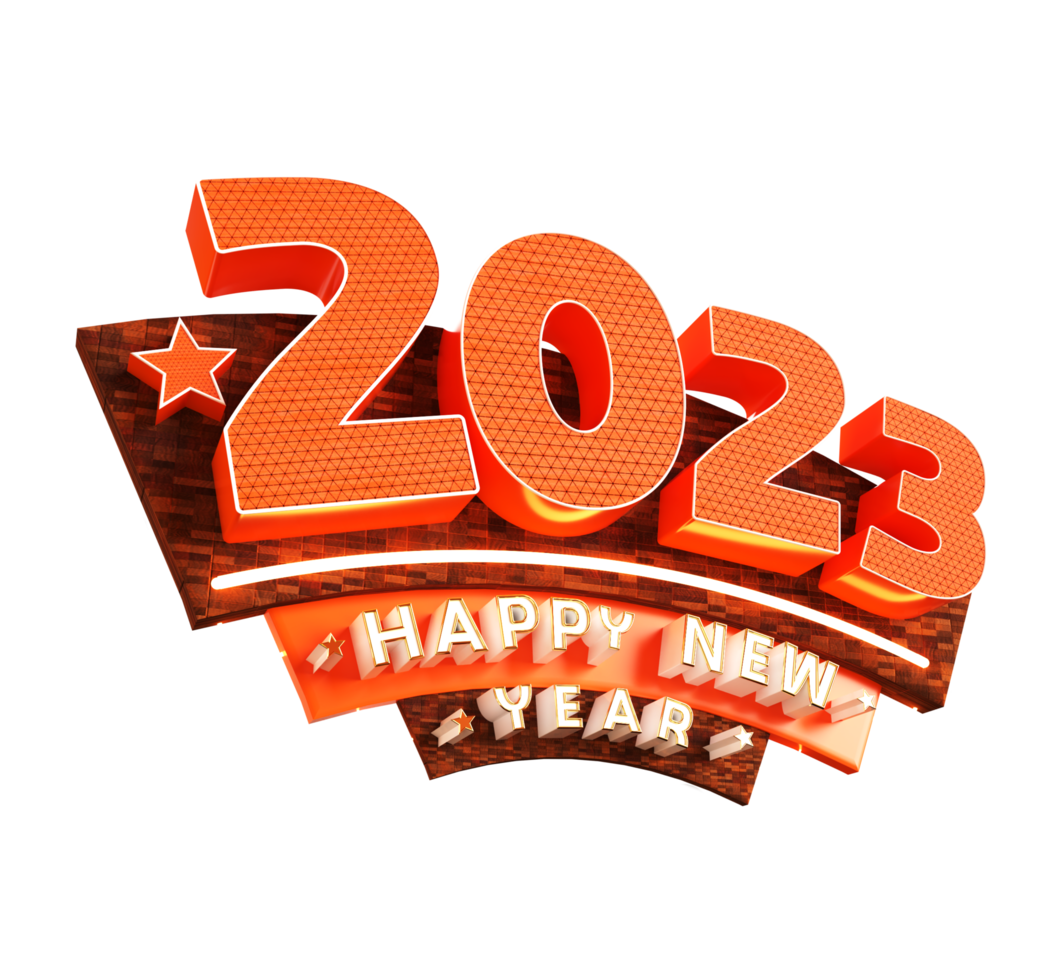 feliz ano novo 2023 e natal com rótulo de renderização 3d png
