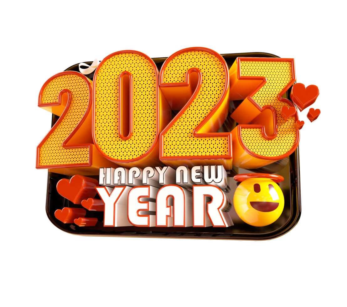 Happy new year 2023 and Christmas with 3d render label png