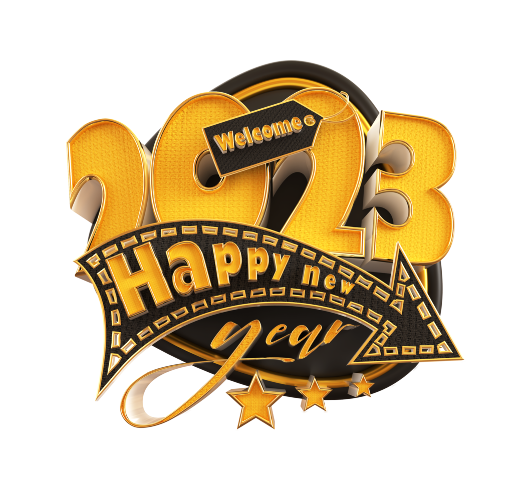 Happy new year 2023 and Christmas with 3d render label png