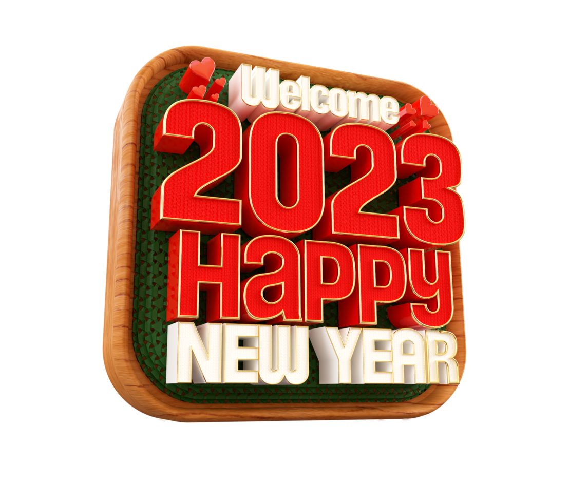 Happy new year 2023 and Christmas with 3d render label png