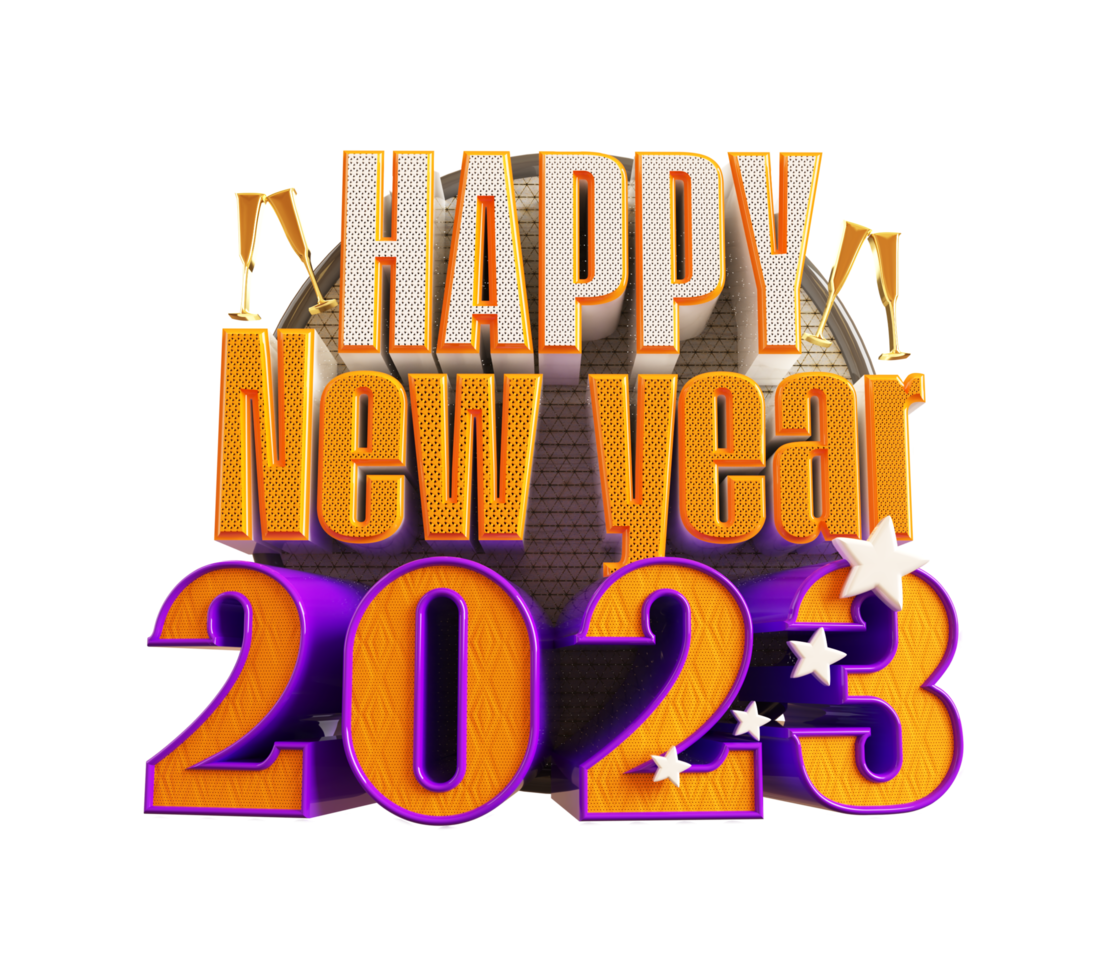 Happy new year 2023 and Christmas with 3d render label png