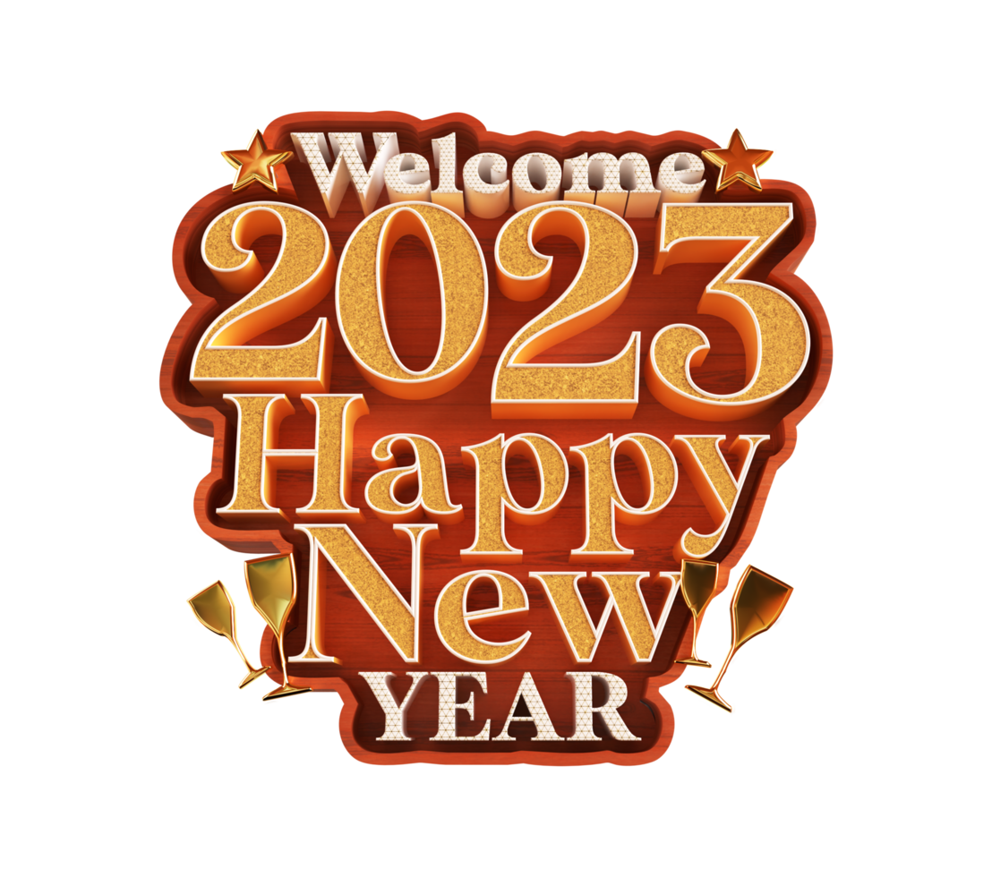 Happy new year 2023 and Christmas with 3d render label png