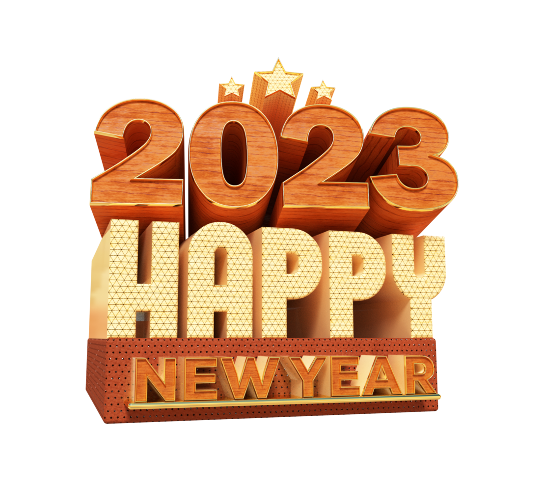 contento nuovo anno 2023 e Natale con 3d rendere etichetta png