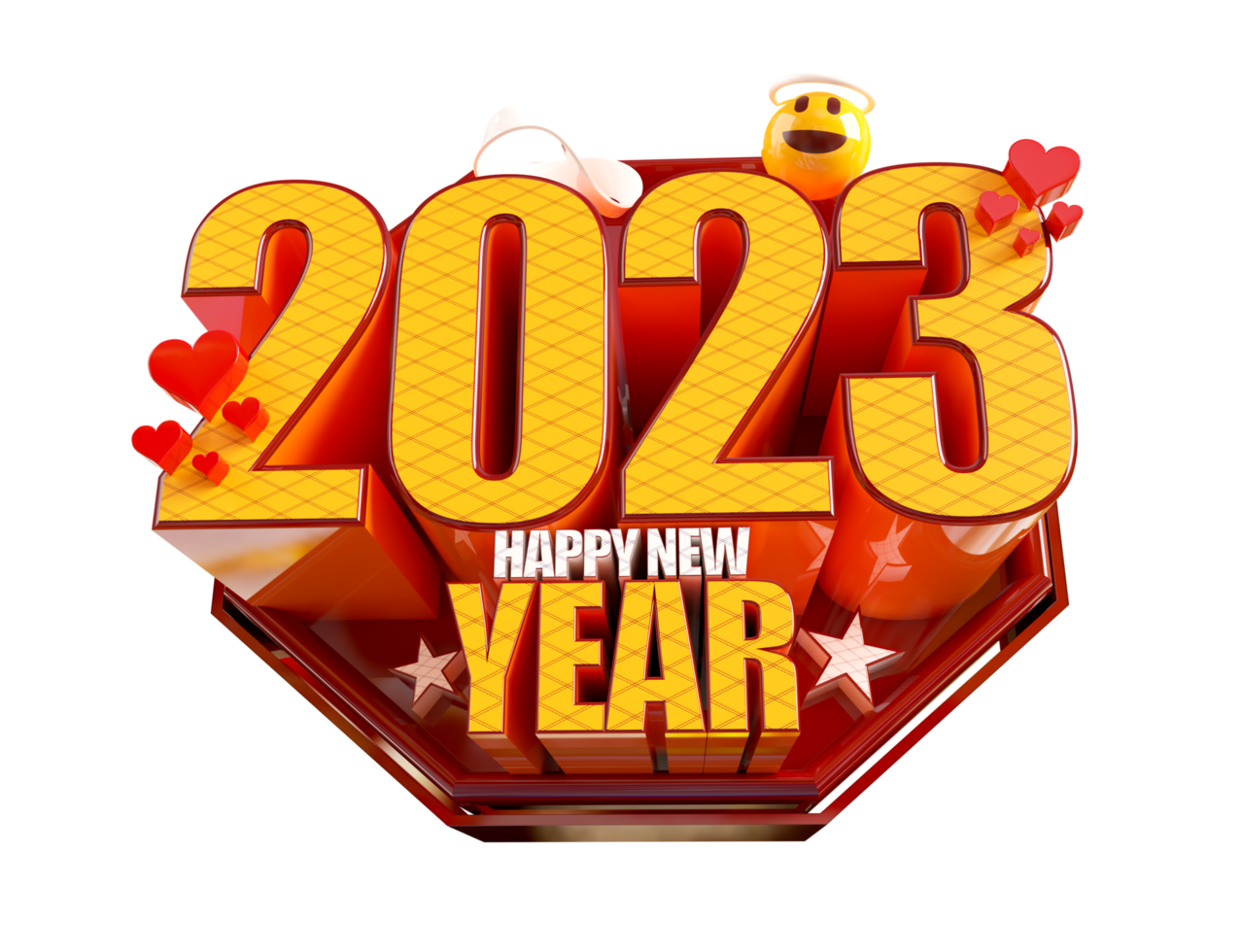 feliz año nuevo 2023 y navidad con etiqueta 3d render png