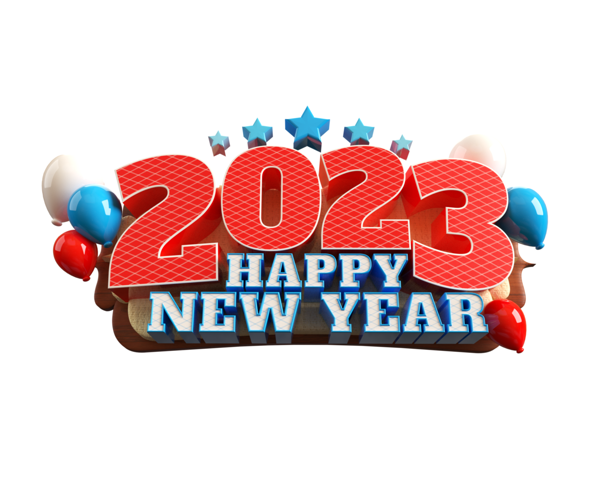 Happy new year 2023 and Christmas with 3d render label png