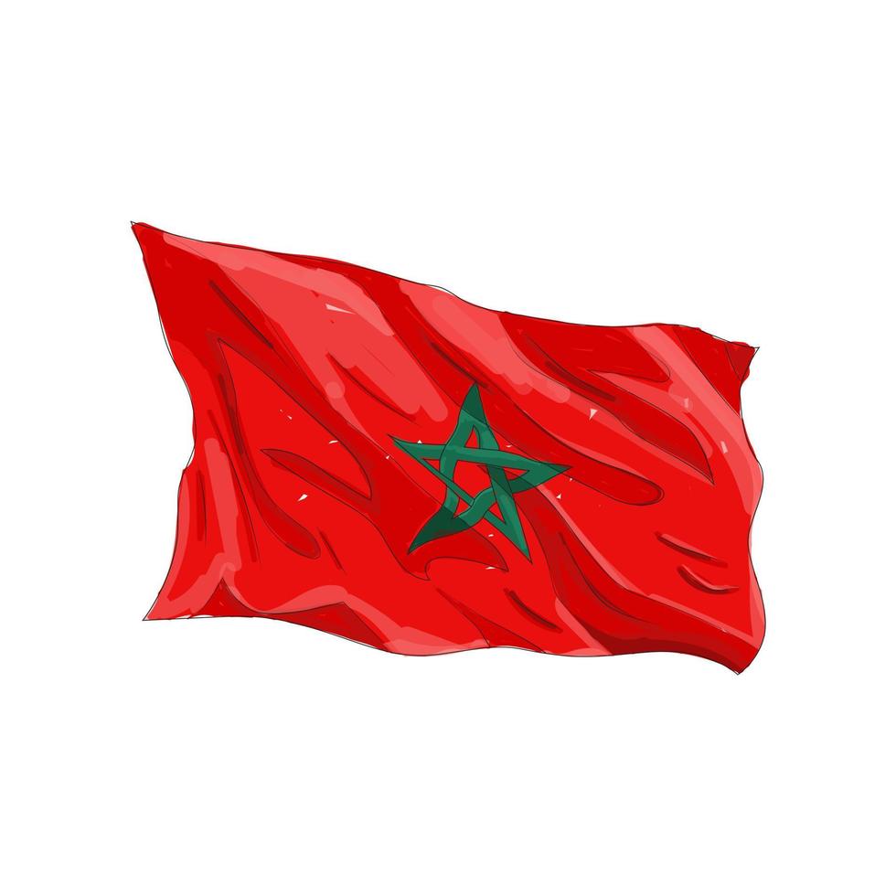 Morocco flag hand drawn, vector illustration