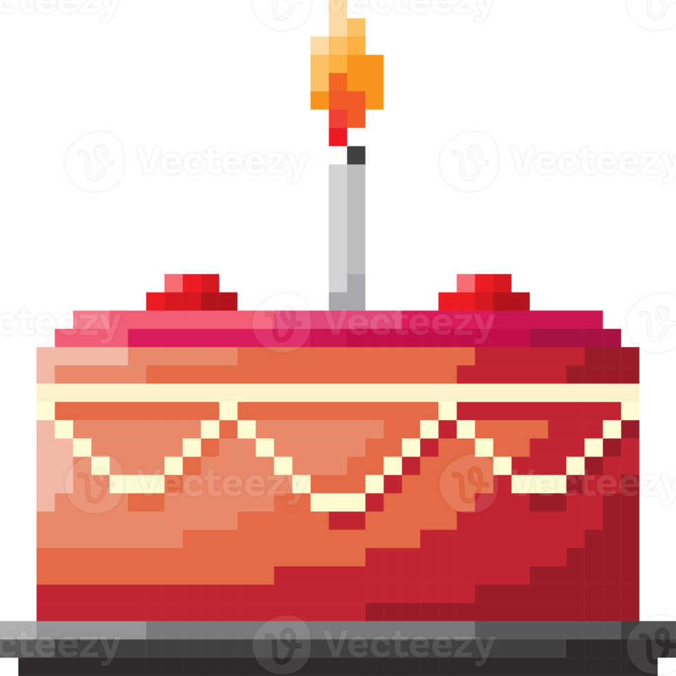 illustration de gâteau d'anniversaire pixel 8 bits png