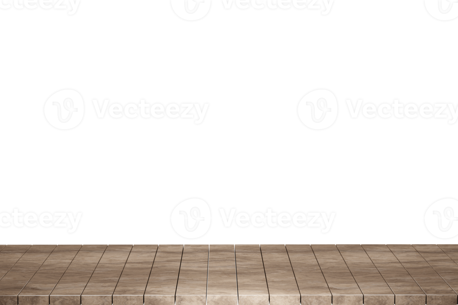 Wooden table, wood table top front view 3d render isolated png