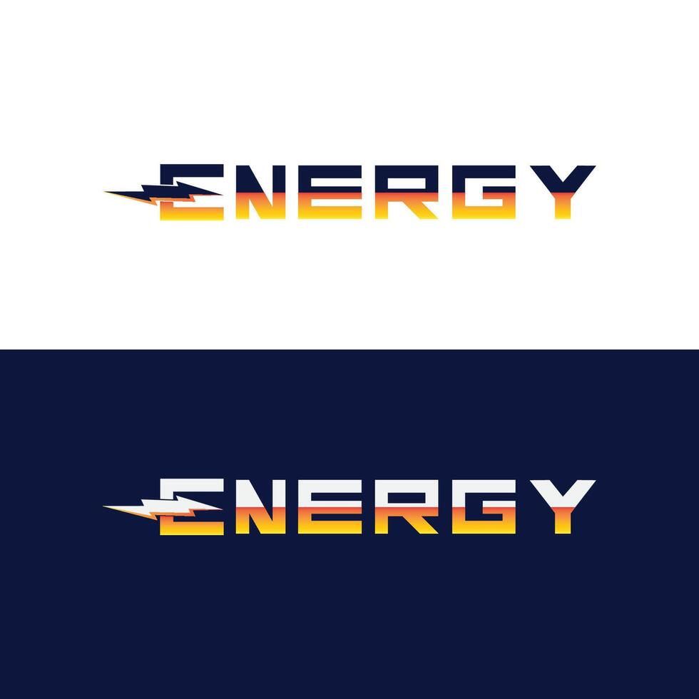 logotipo dinámico de fuente de texto de energía con relámpago - logotipo de energía moderna vector