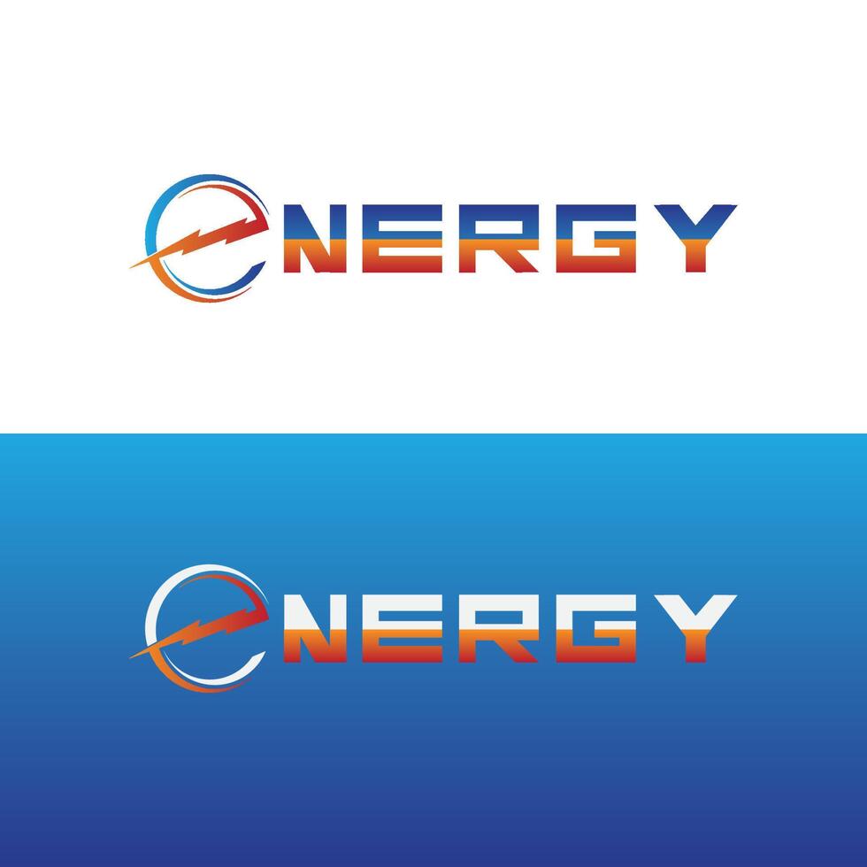 Energy text font dynamic logo with lightning  - modern energy logo vector