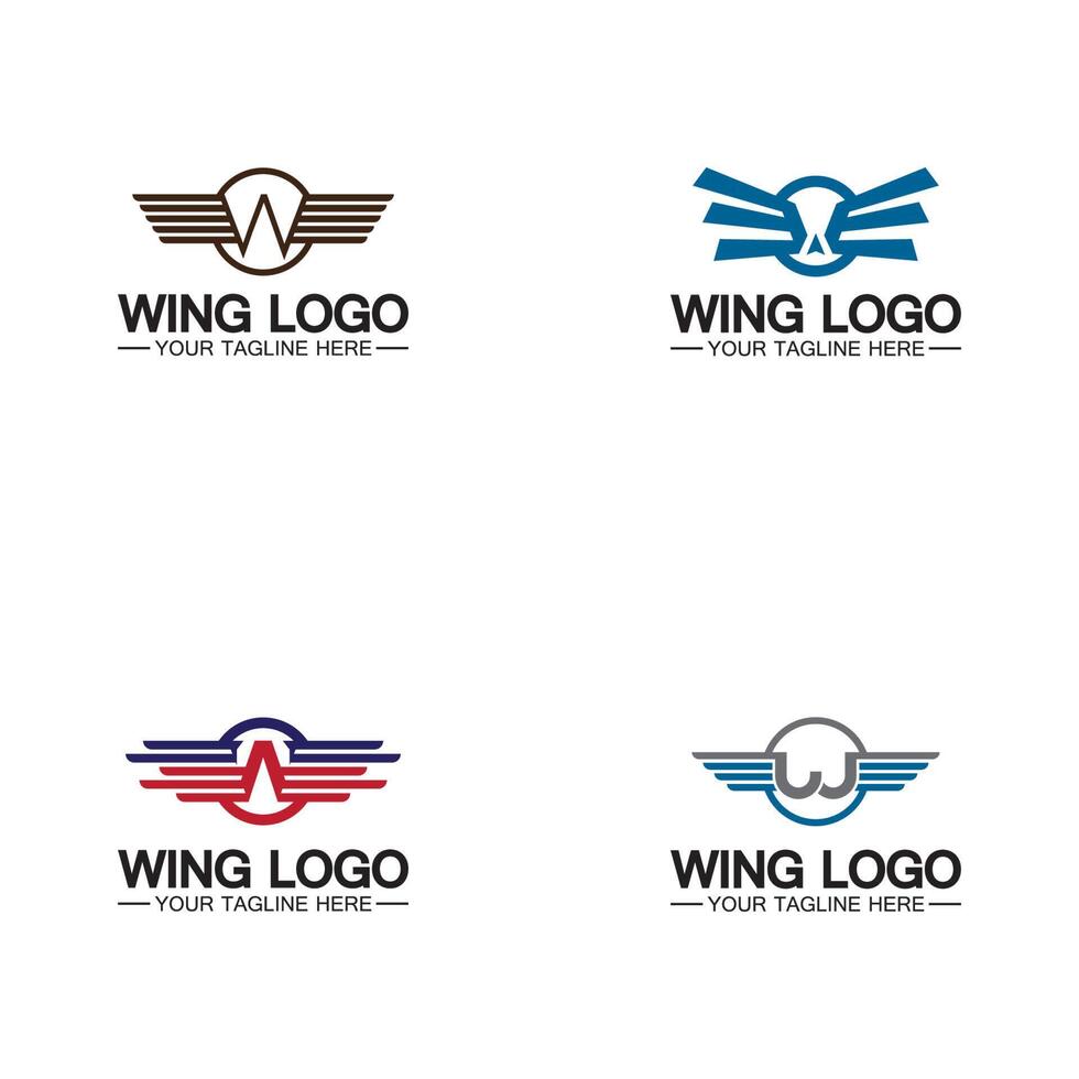 letra w para diseño de logotipo de alas, combinación de letra w y alas vector