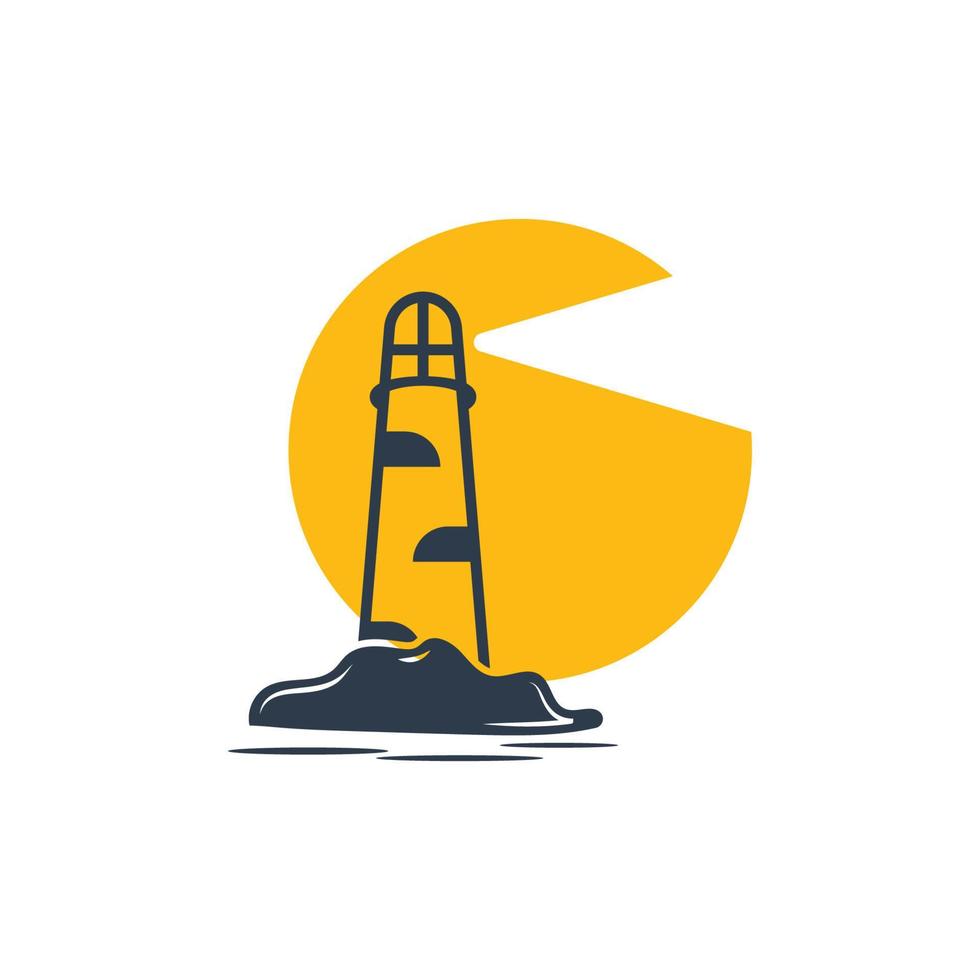 logotipo de icono de faro y diseño de torre de baliza de ilustración vectorial vector