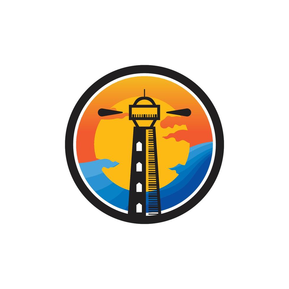 logotipo de icono de faro y diseño de torre de baliza de ilustración vectorial vector