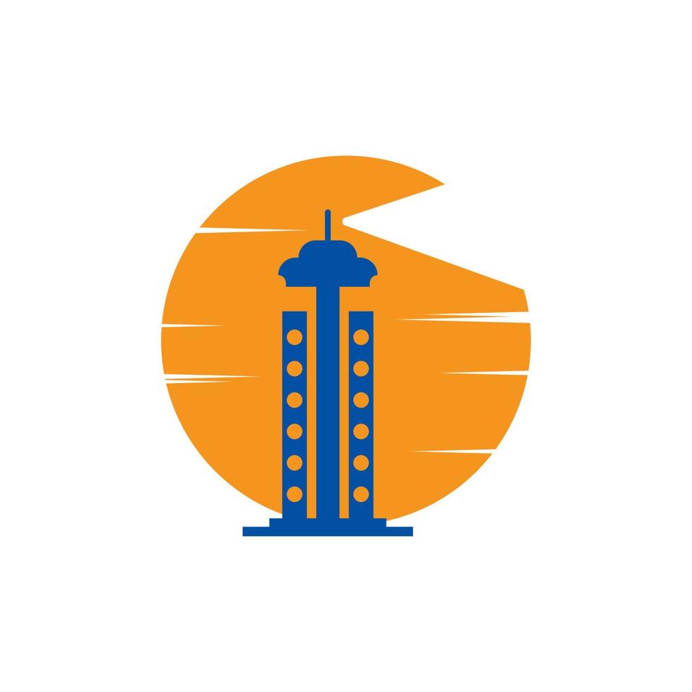 logotipo de icono de faro y diseño de torre de baliza de ilustración vectorial vector