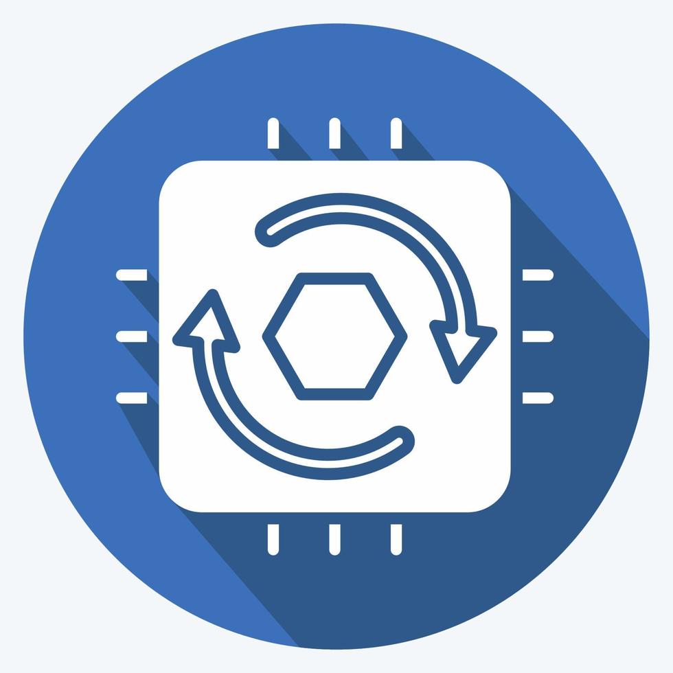 Icon Temporal Cycle Consistency. related to Machine Learning symbol. long shadow style. simple design editable. simple illustration. simple vector icons