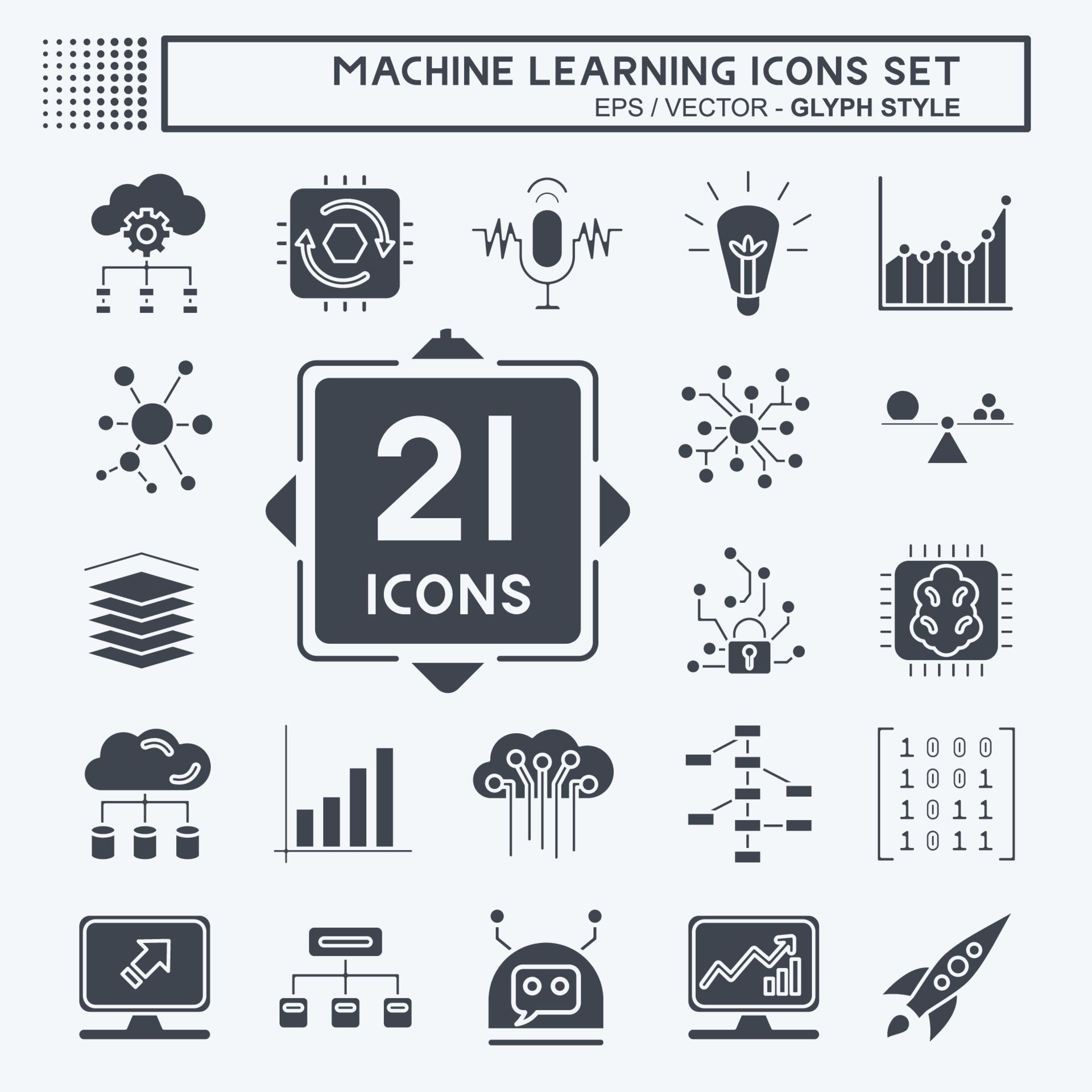 Icon Set Machine Learning. related to Machine Learning symbol. glyph ...