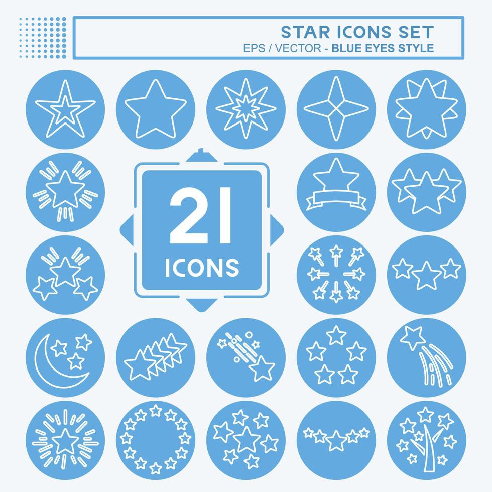 conjunto de iconos estrellas. relacionado con el símbolo de las estrellas. estilo de ojos azules. diseño simple editable. ilustración sencilla. iconos vectoriales simples vector