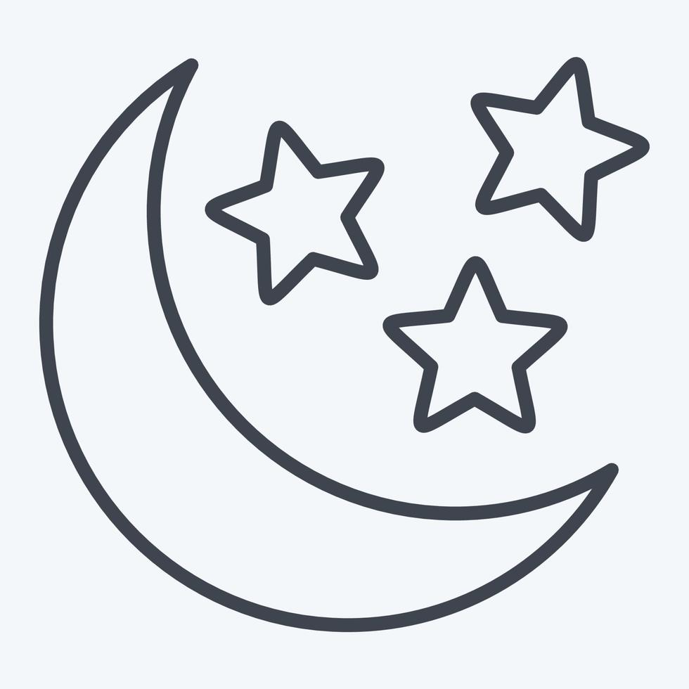 Icon Moon and Stars. related to Stars symbol. line style. simple design