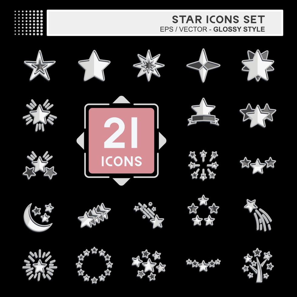 Icon Set Stars. related to Stars symbol. Glossy Style. simple design editable. simple illustration. simple vector icons