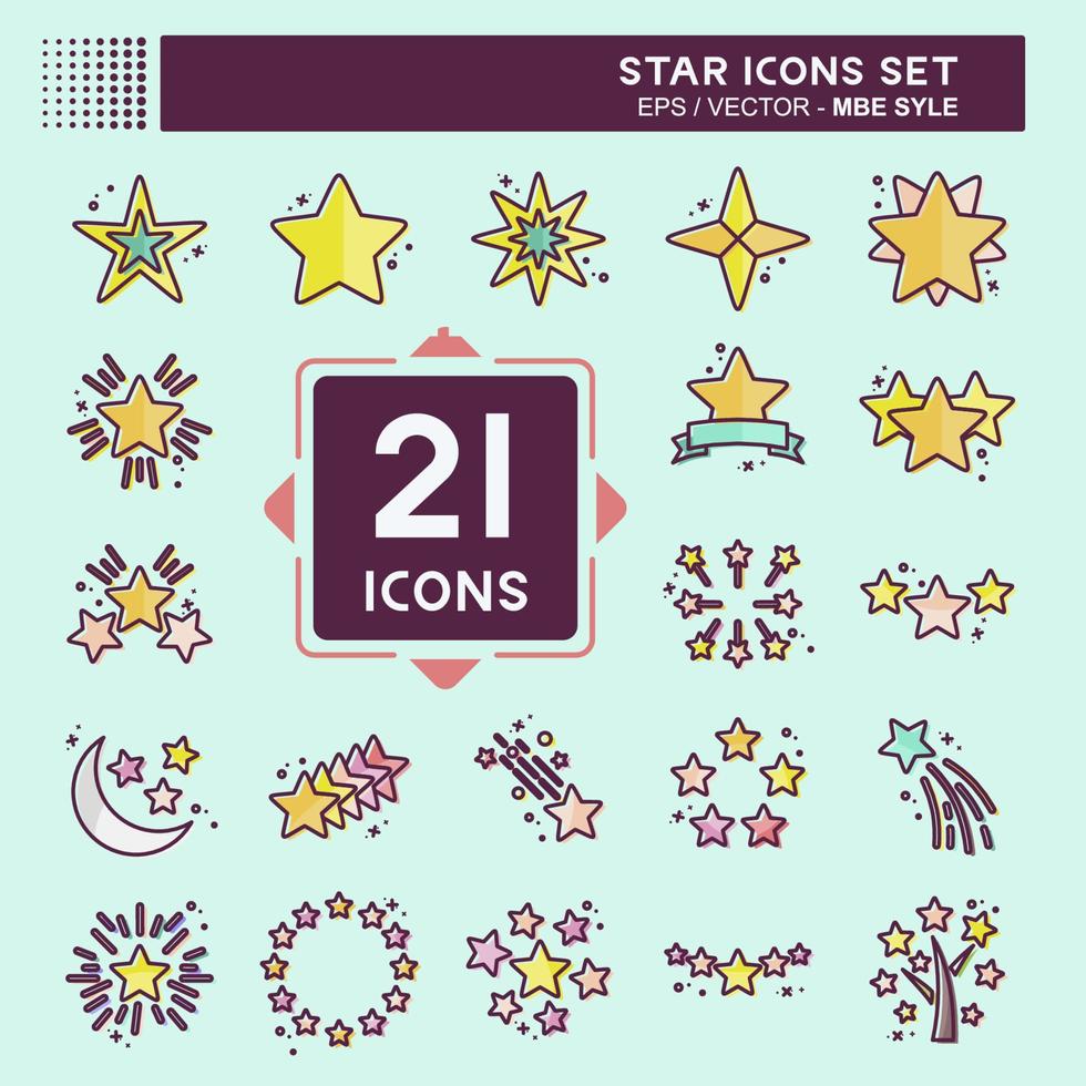 Icon Set Stars. related to Stars symbol. MBE style. simple design editable. simple illustration. simple vector icons