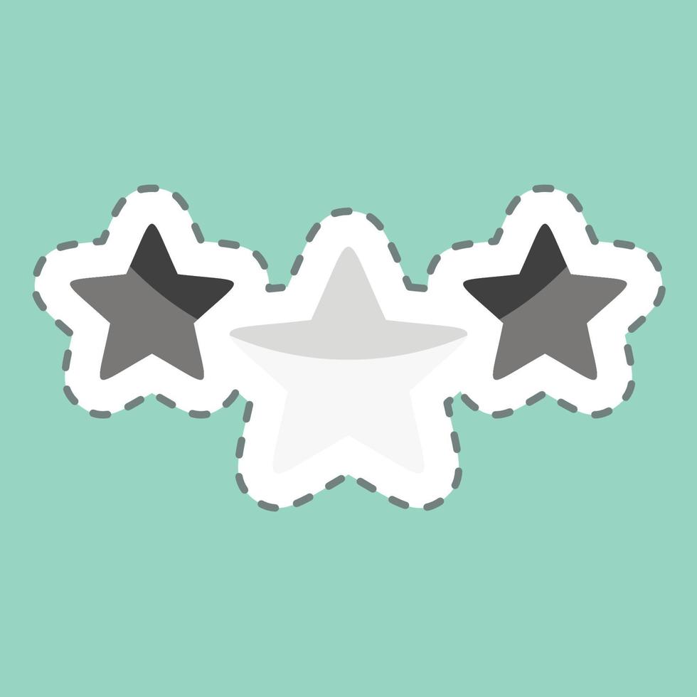 pegatina línea cortada 3 estrellas. relacionado con el símbolo de las estrellas. diseño simple editable. ilustración sencilla. iconos vectoriales simples vector