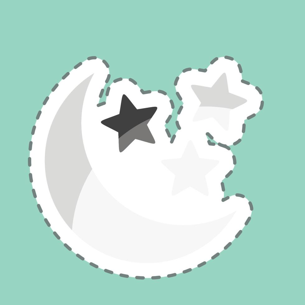 Sticker line cut Moon and Stars. related to Stars symbol. simple design editable. simple illustration. simple vector icons