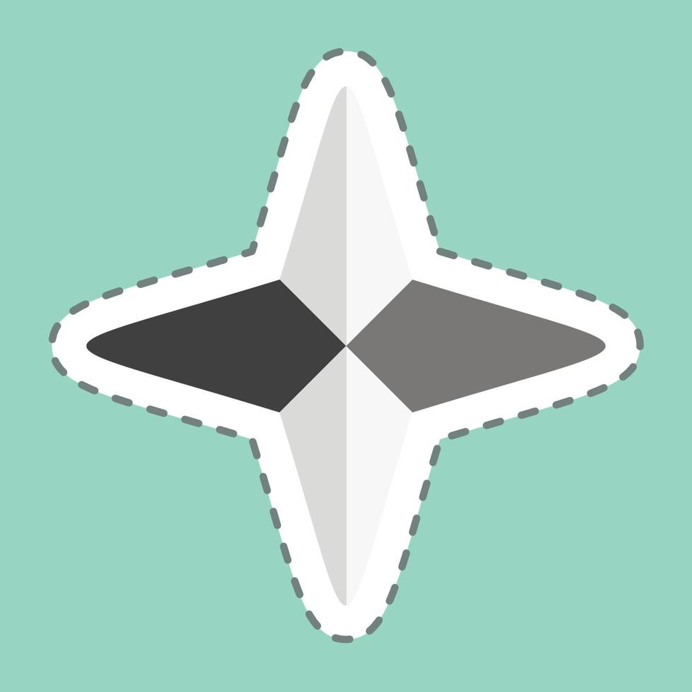 pegatina línea cortada estrellas de cuatro puntas. relacionado con el símbolo de las estrellas. diseño simple editable. ilustración sencilla. iconos vectoriales simples vector
