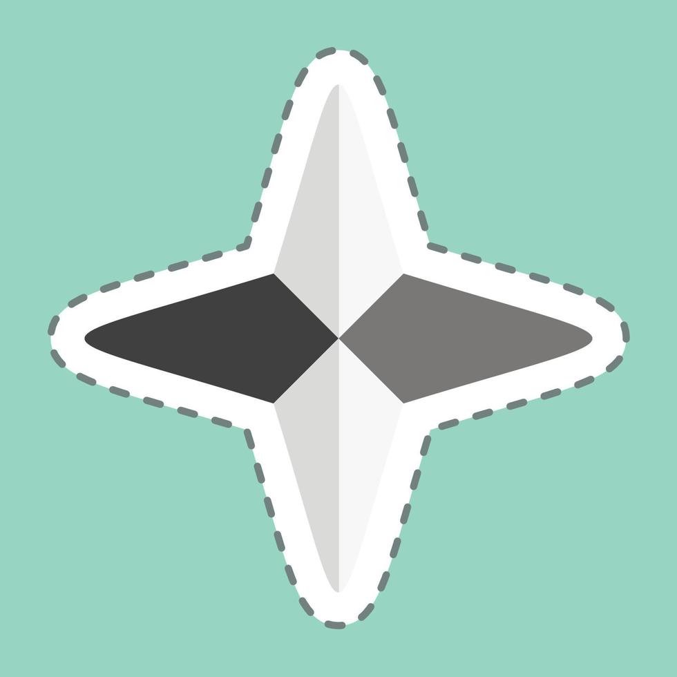 Sticker line cut Four Point Stars. related to Stars symbol. simple design editable. simple illustration. simple vector icons